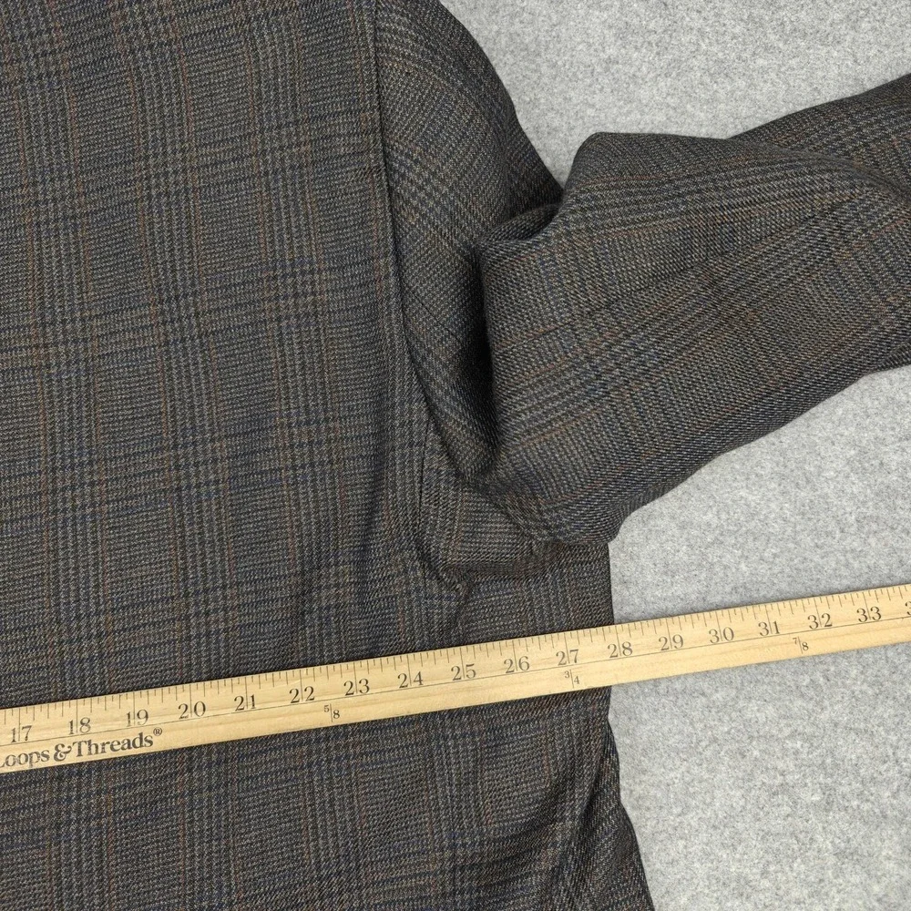 Oak Hill Blazer Mens‎ 54 Brown Plaid Polyester Rayon Sport Coat Jacket Tweed